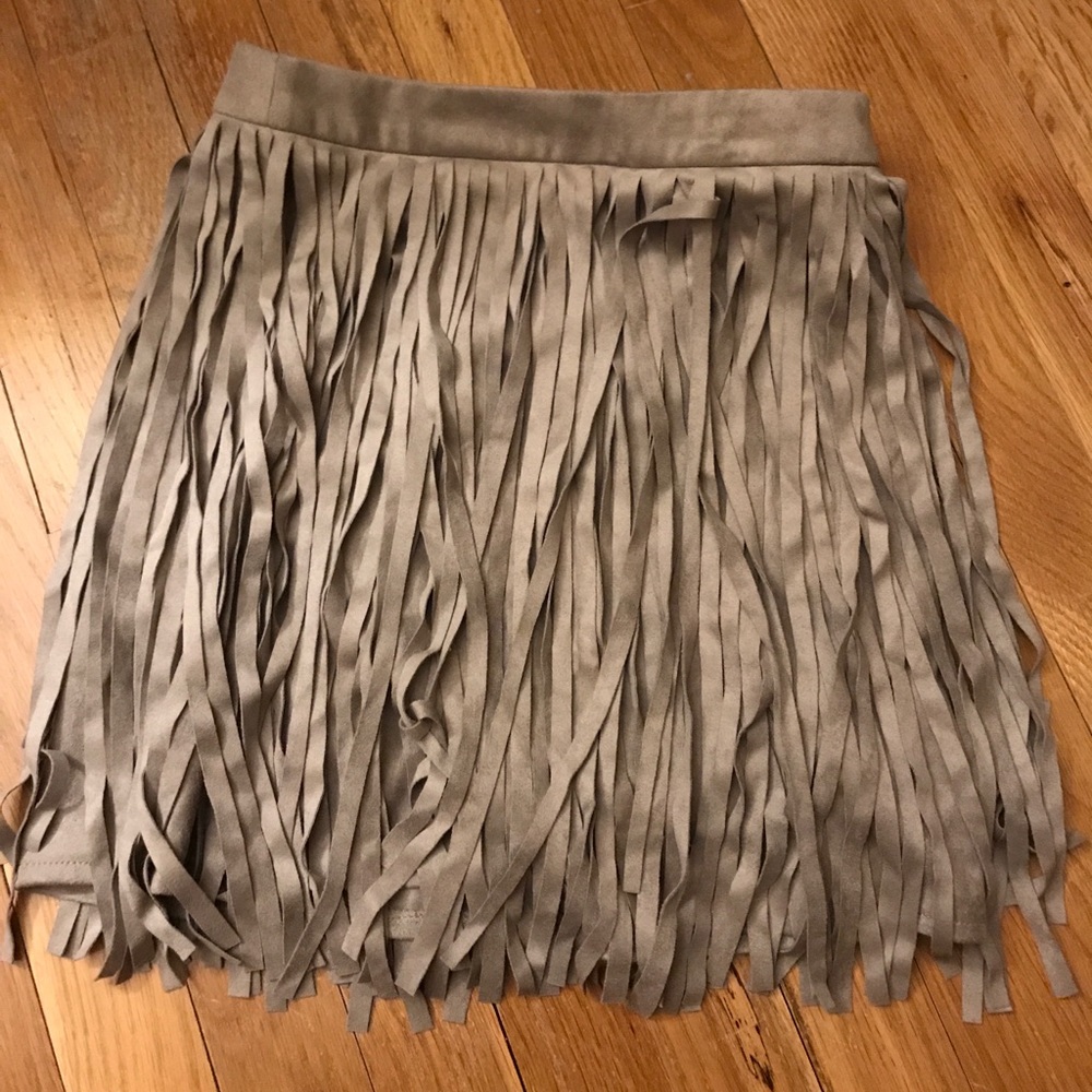 Suede Grey Fringe Skirt *NEVER WORN*